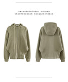 Special hem hooded zipper sweater