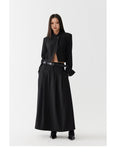 Black low waist pleated skirt length