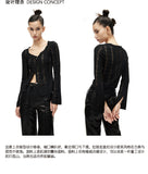 Lace punk asymmetric zipper bottoming shirt