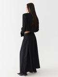 Black low waist pleated skirt length