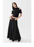 Black low waist pleated skirt length