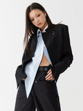 Black one button suit coat