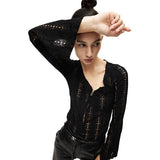 Lace punk asymmetric zipper bottoming shirt