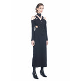 Irregular hollow out suspender dress