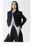 Black one button suit coat