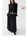 Black low waist pleated skirt length