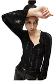 Lace punk asymmetric zipper bottoming shirt