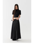 Black low waist pleated skirt length