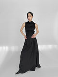 Black high waisted A-type dress and long skirt