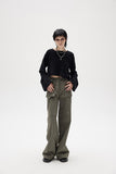 Artrut military green loose casual wide leg pants