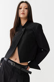 Black one button suit coat