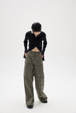 Artrut military green loose casual wide leg pants