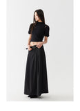 Black low waist pleated skirt length