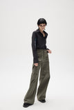 Artrut military green loose casual wide leg pants