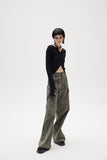 Artrut military green loose casual wide leg pants