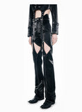 Skin imitation snake skin silver two-piece set (pants)