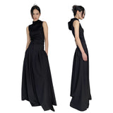 Black high waisted A-type dress and long skirt