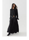 Black low waist pleated skirt length