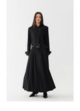 Black low waist pleated skirt length