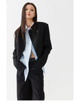 Black one button suit coat