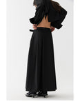 Black low waist pleated skirt length