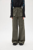 Artrut military green loose casual wide leg pants