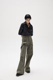 Artrut military green loose casual wide leg pants