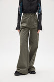 Artrut military green loose casual wide leg pants