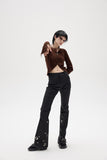 Slim black flared trousers