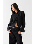 Black one button suit coat