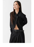 Black one button suit coat