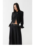 Black low waist pleated skirt length