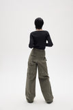 Artrut military green loose casual wide leg pants