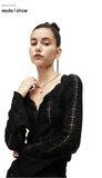 Lace punk asymmetric zipper bottoming shirt