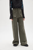 Artrut military green loose casual wide leg pants