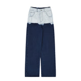 Fade dyed denim straight pants