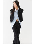 Black one button suit coat