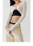 TakeCare two-color V-shaped shawl knitted cardigan waistcoat short