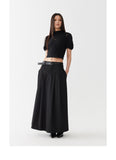 Black low waist pleated skirt length