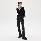 Slim black flared trousers