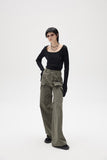 Artrut military green loose casual wide leg pants