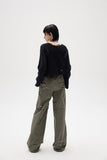 Artrut military green loose casual wide leg pants