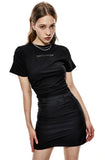 Black structured short skirt