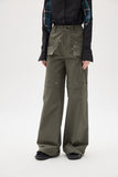 Artrut military green loose casual wide leg pants