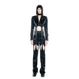 Skin imitation snake skin silver two-piece set (pants)