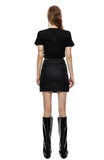 Black structured short skirt