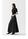 Black low waist pleated skirt length