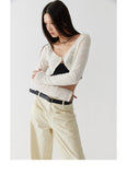 TakeCare two-color V-shaped shawl knitted cardigan waistcoat short