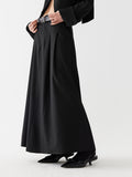 Black low waist pleated skirt length