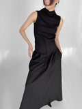 Black high waisted A-type dress and long skirt